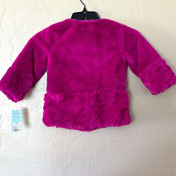 NWT Girls Toddler Cat & Jack Faux Fur Magenta Fully Lined Jacket Size 18M - Picture 7 of 9